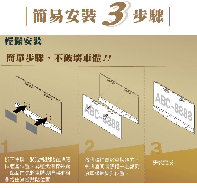 機車牌照框警示燈的簡易安裝3步驟